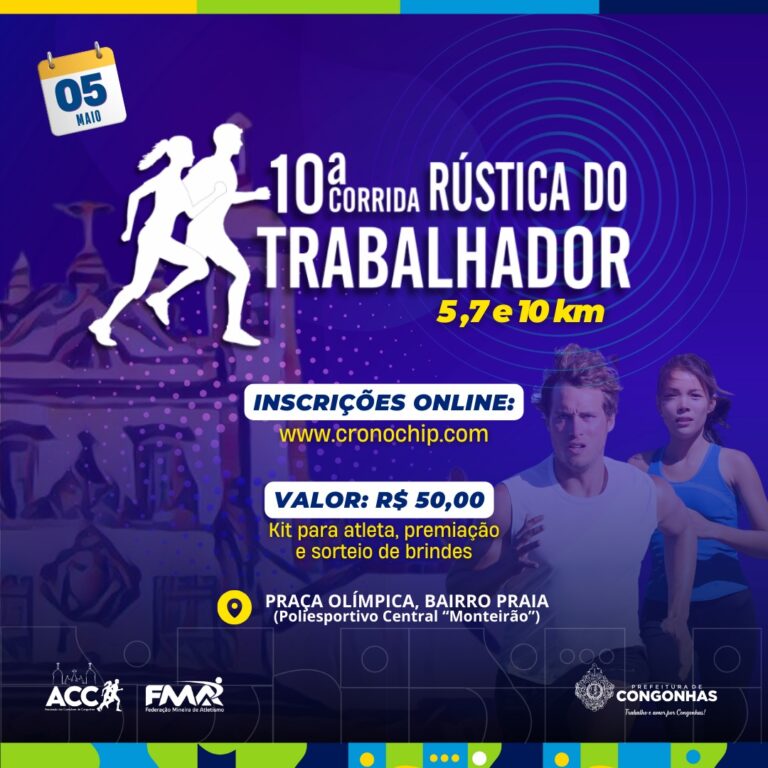 10ª Corrida Rústica do Trabalhador de Congonhas abre inscrições com percurso de até 10km 10ª Corrida Rústica do Trabalhador de Congonhas abre inscrições com percurso de até 10km