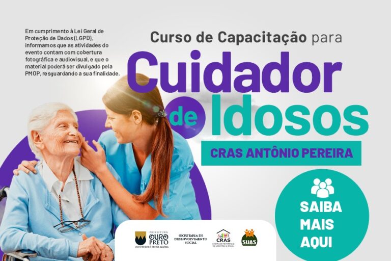 Curso de cuidador de idosos é aberto em Ouro Preto com 15 vagas Curso de cuidador de idosos é aberto em Ouro Preto com 15 vagas