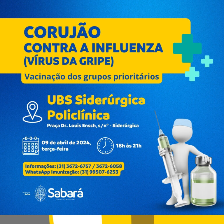 Prefeitura de Sabará realiza Corujão da Vacinação contra a gripe para pessoas acima de 60 anos