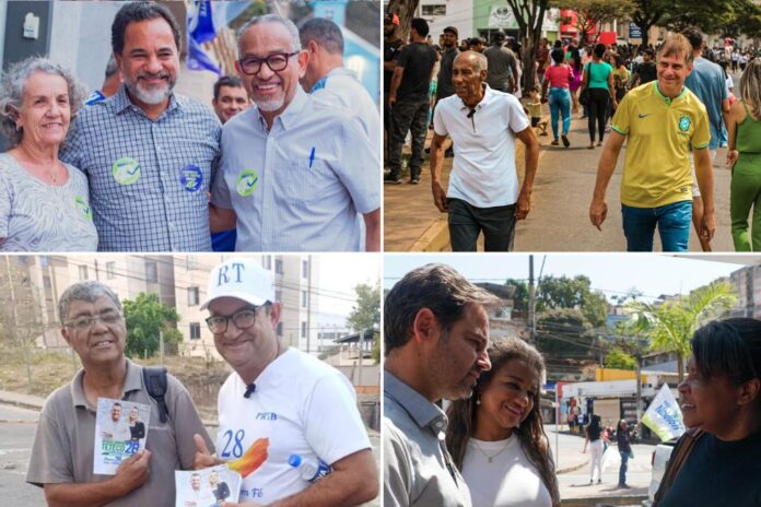 imagem site (4) Nessa segunda-feira (9), os postulantes na disputa pelo cargo de prefeito de Itabira se dedicam ao corpo a corpo com o eleitorado local. Confira em quais bairros cada um deles estará e os demais compromissos na agenda.