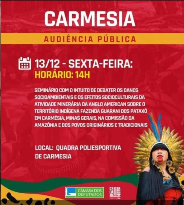 Comissão da Amazônia e dos Povos Originários vai refletir sobre os efeitos socioculturais e ambientais da Mineradora Anglo American da atividade minerária em território indígena Pataxó