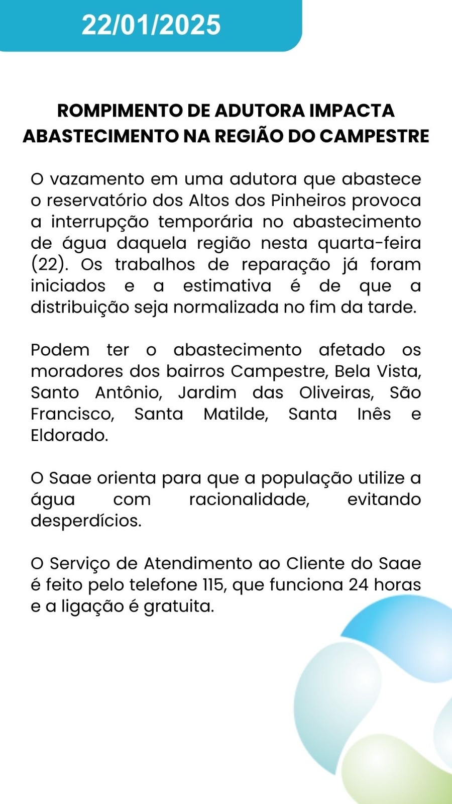 Rompimento de adutora afeta abastecimento de água em Itabira nesta quarta (22)