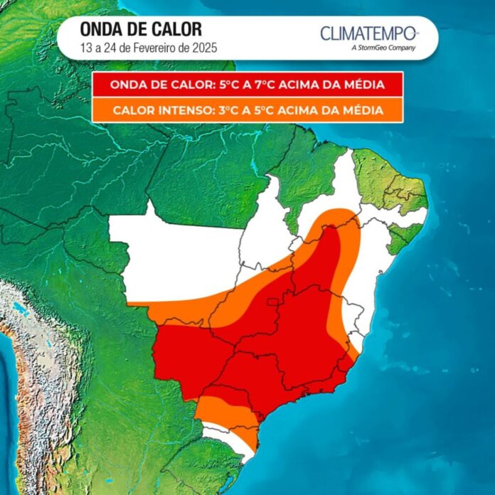 mapa_calor-46647354 De acordo com a Organização Meteorológica Mundial (OMM), uma onda de calor é caracterizada quando as temperaturas máximas diárias ultrapassam em 5°C ou mais a média mensal durante pelo menos cinco dias consecutivos, afetando grandes áreas e não apenas uma localidade.