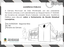 O evento ocorrerá no dia 24 de março de 2025 (segunda-feira), a partir das 18h, no Plenário da Câmara Municipal.