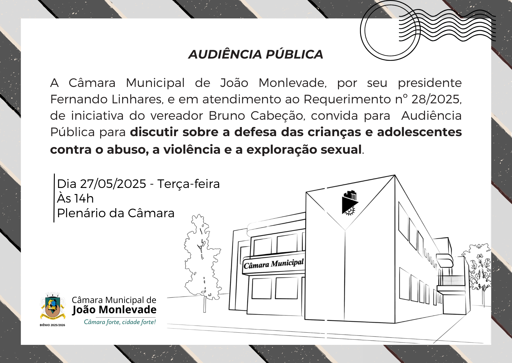 Câmara de João Monlevade promove audiência em 27 de maio para debater proteção de menores 1 Câmara de João Monlevade promove audiência em 27 de maio para debater proteção de menores