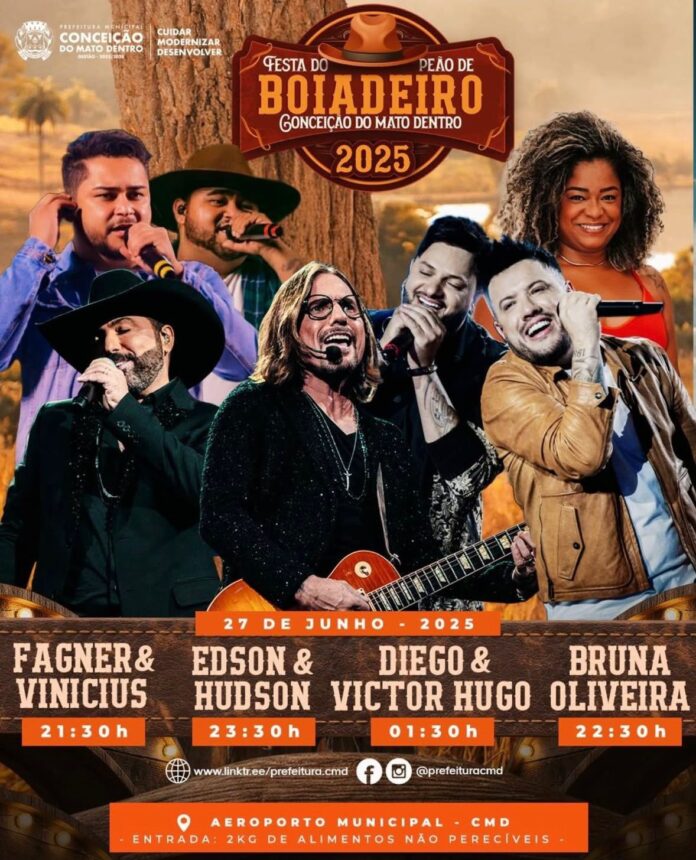 A Festa do Peão de Boiadeiro continua agitando Conceição do Mato Dentro! Confira a programação desta sexta-feira (27)