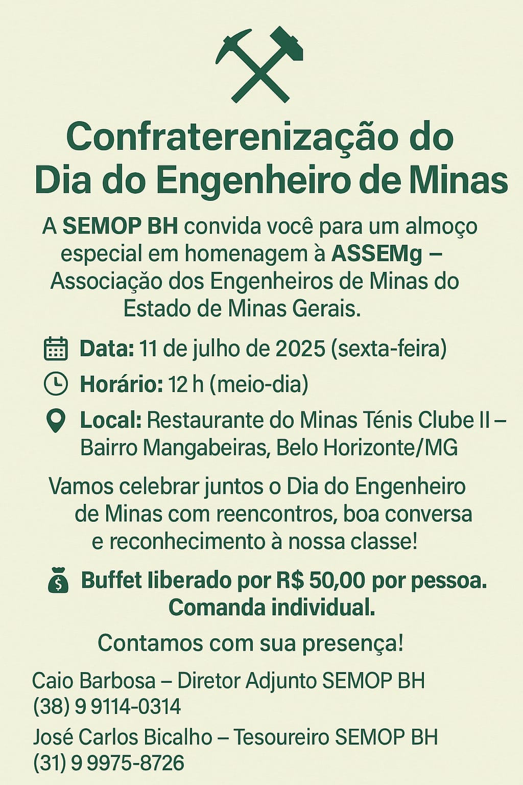 A iniciativa em comemoração ao Dia do Engenheiro de Minas reforça o papel da engenharia de minas no desenvolvimento regional e celebra os profissionais que constroem diariamente o futuro da mineração em Minas Gerais
