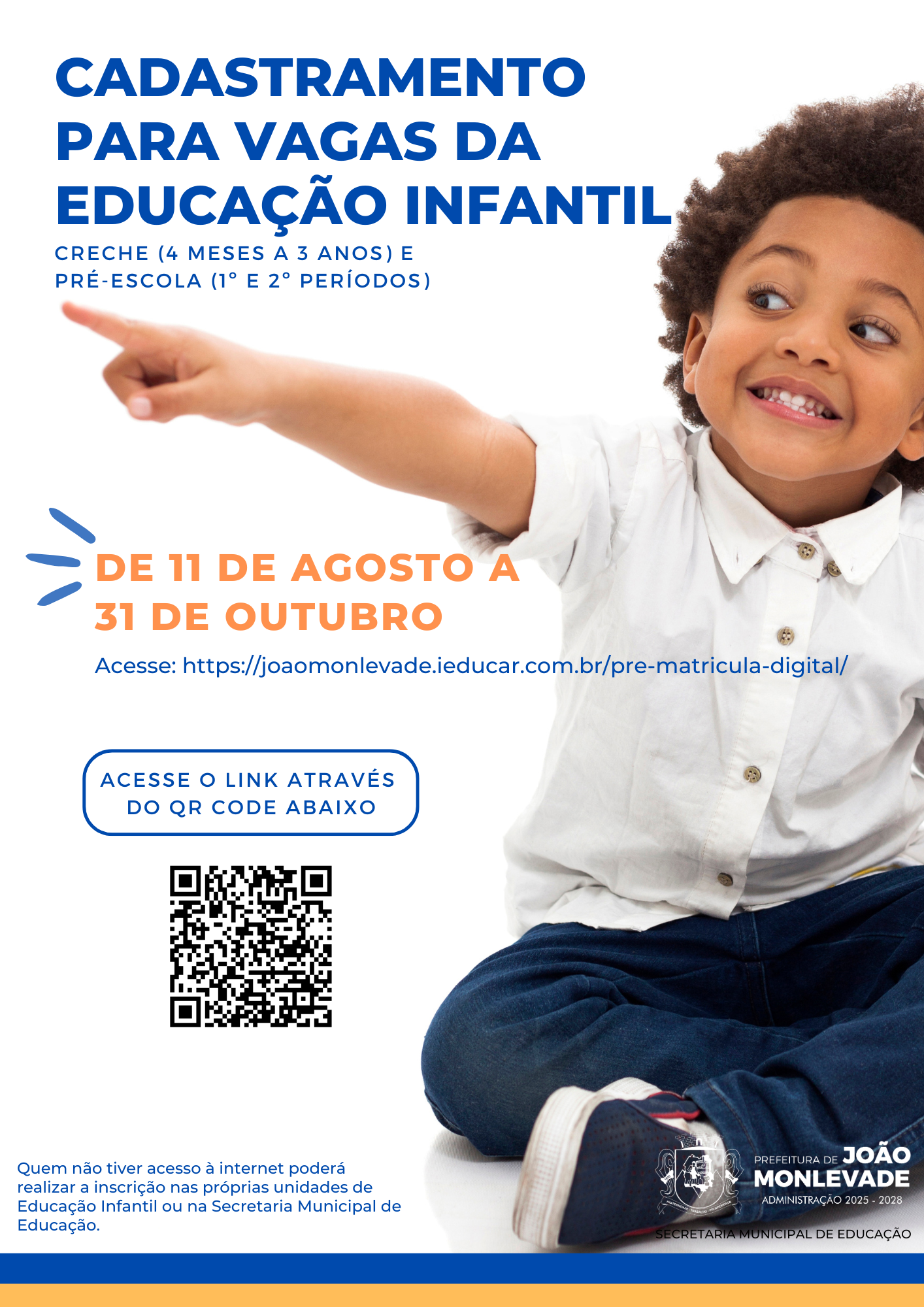 João Monlevade abre cadastramento para Educação Infantil com vagas para creche e pré-escola até 31 de outubro 1 João Monlevade abre cadastramento para Educação Infantil com vagas para creche e pré-escola até 31 de outubro