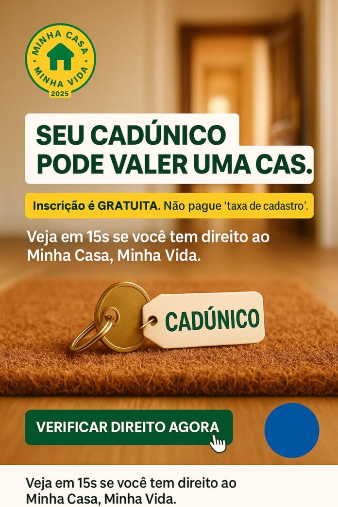 O programa Minha Casa, Minha Vida reforça que a inscrição para participação é gratuita e não exige pagamento de nenhuma “taxa de cadastro”.