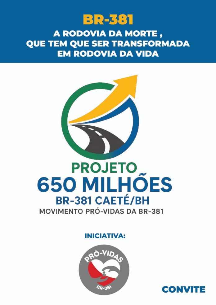 Movimento Pró-Vidas da BR-381 convida autoridades e população para encontro em João Monlevade no dia 13 de outubro, com foco em segurança e melhorias na rodovia