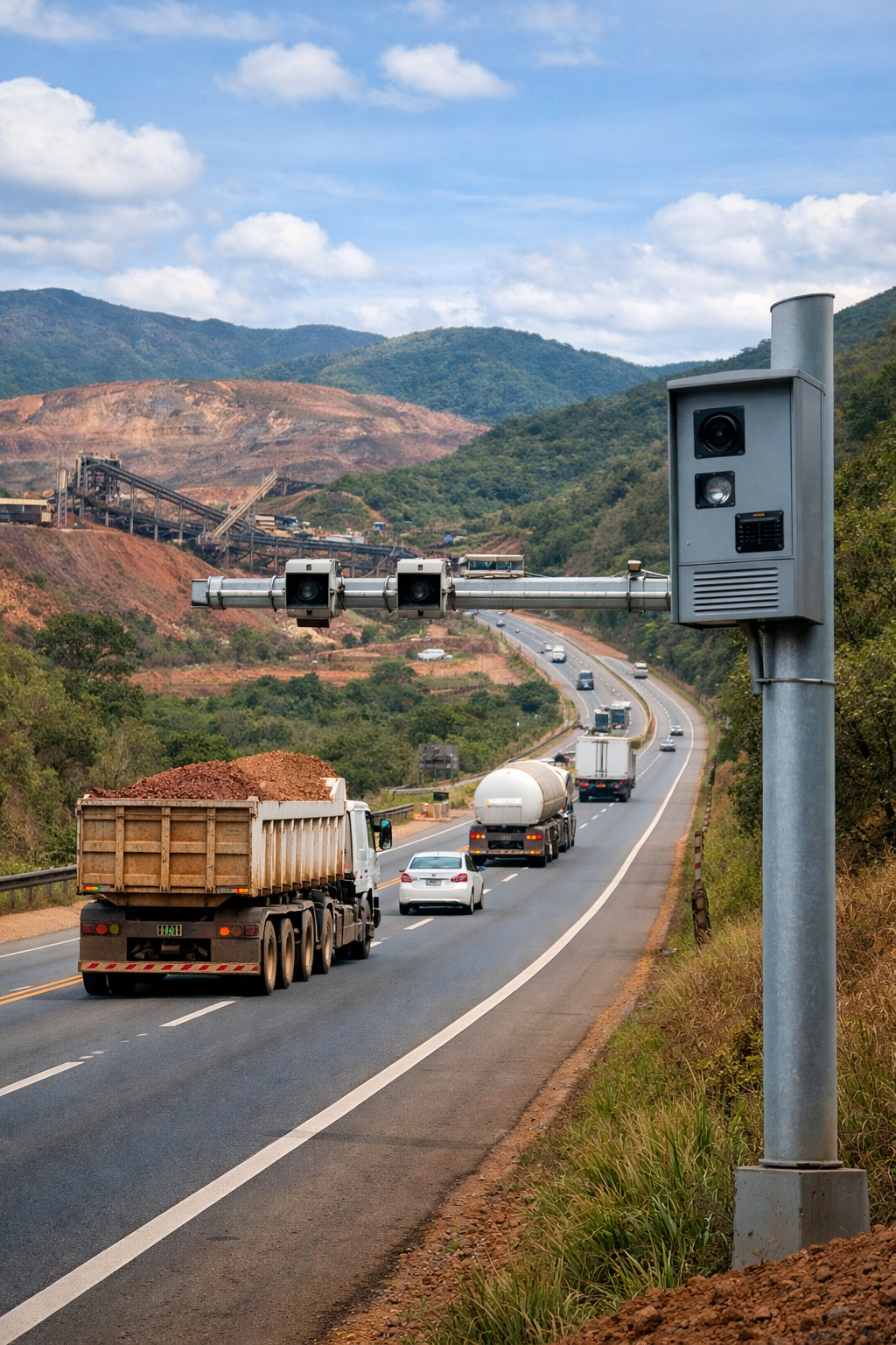 50 radares começam a operar na BR-381, corredor estratégico para o transporte da mineração em Minas Gerais, reforçando a fiscalização e a segurança na rodovia.
