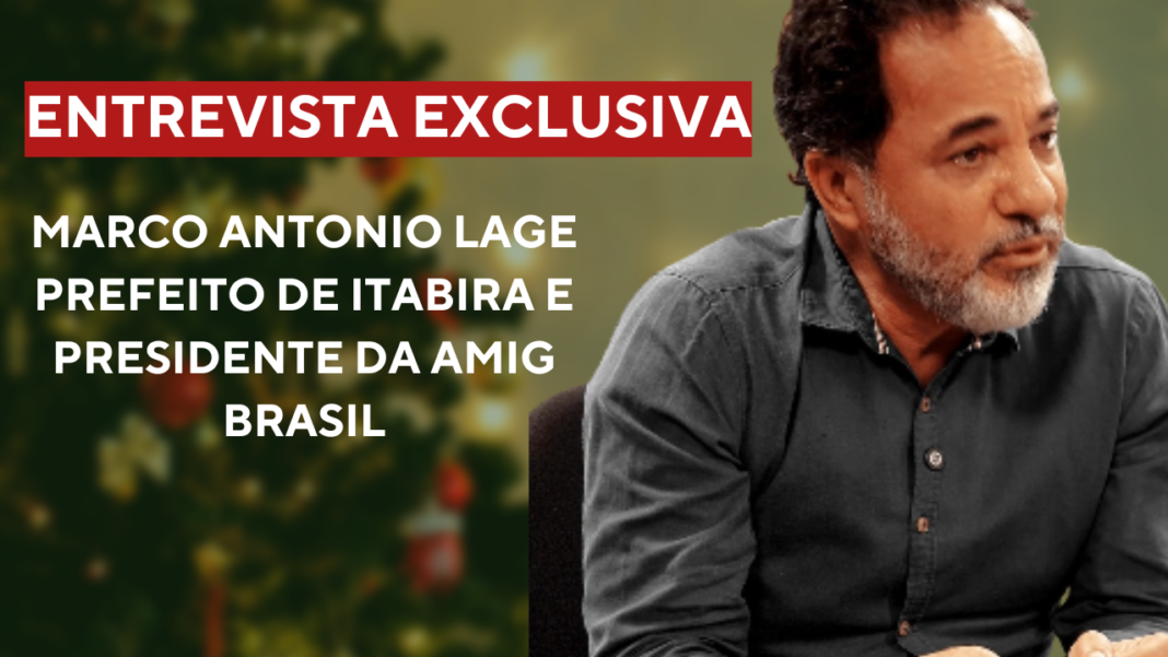 Thumbnail YouTube Decorando a Árvore de Natal Fotográfico Moderno Verde e Vermelho Prefeito Marco Antônio Lage destaca 61 projetos do Itabira Sustentável, fala da Vale, educação e estratégias para preparar Itabira para o fim da mineração em 2041.