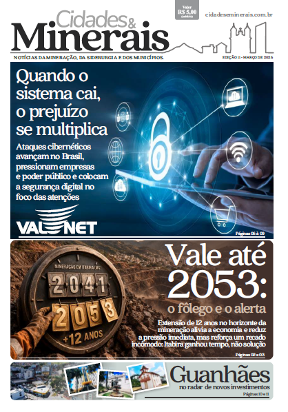 Edição de março de 2026 do jornal Cidades & Minerais já está disponível em PDF com 12 reportagens sobre mineração, economia e desenvolvimento regional