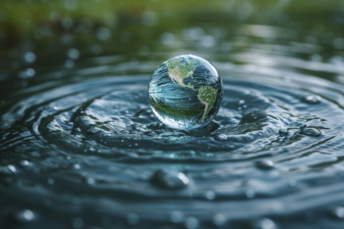 realistic-water-drop-with-ecosystem Anglo American destaca avanços no Minas-Rio com eficiência hídrica acima de 75%, recuperação de 500 nascentes e projetos inovadores de reuso da água em Minas Gerais.