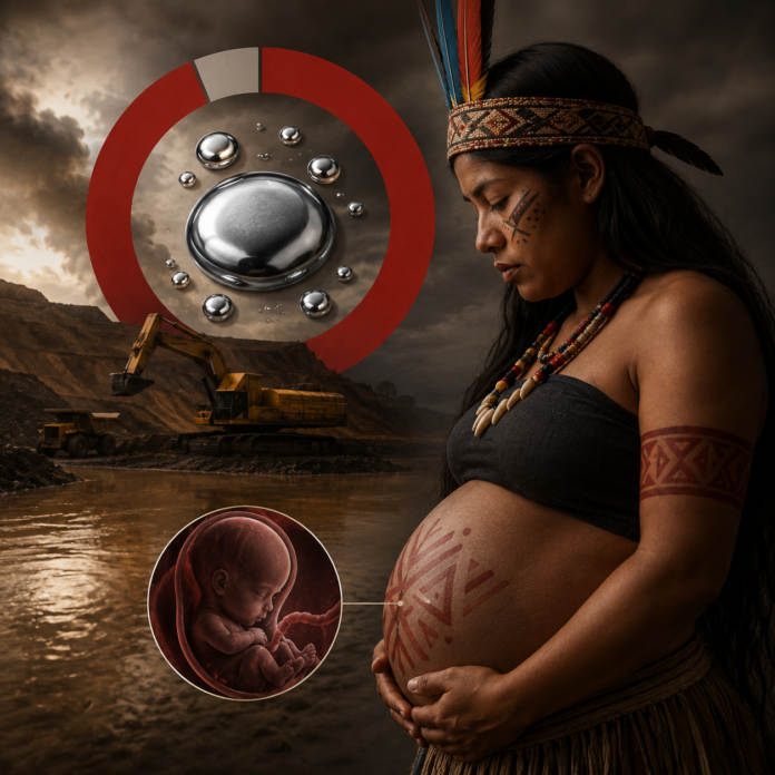 ChatGPT Image 9 de jun. de 2026, 08_38_24 Pesquisa na Terra Indígena Munduruku revela que 97% das gestantes apresentam níveis elevados de mercúrio e que a contaminação já atinge cerca de 90% dos bebês acompanhados no estudo
