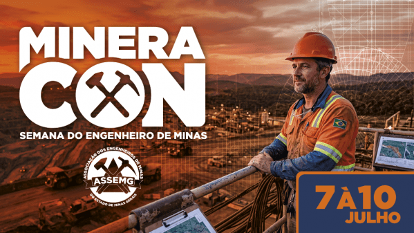 A MINERACON 2026 acontecerá entre 7 e 10 de julho e reunirá profissionais, empresas, estudantes e especialistas para discutir inovação, segurança, ESG, mineração 4.0 e o futuro da Engenharia de Minas.