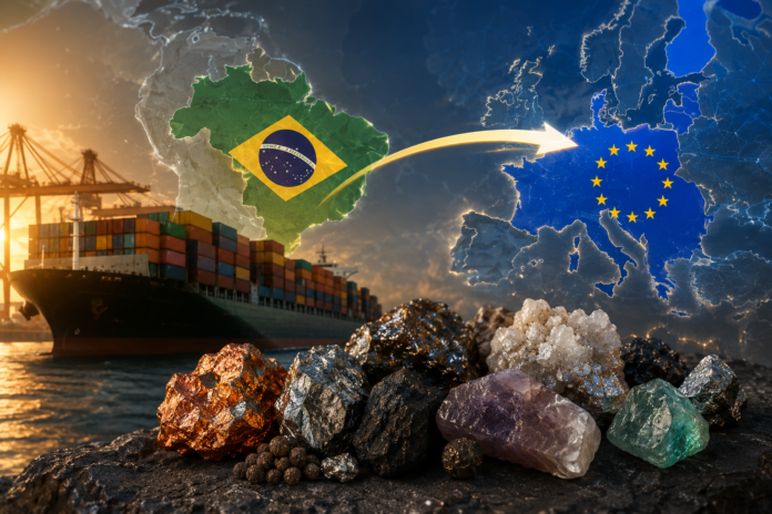 ChatGPT Image 15 de jul. de 2026, 14_27_30 (1) Brasil registrou US$ 11,4 bilhões em exportações de minerais críticos em 2025, com a União Europeia responsável por 37,6% das compras. Estudo da ApexBrasil destaca potencial de investimentos e crescimento do setor