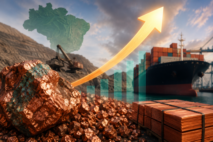 As exportações brasileiras de minério de cobre cresceram 84% no primeiro semestre de 2026, enquanto o minério de ferro também avançou e manteve a China como principal destino das vendas externas
