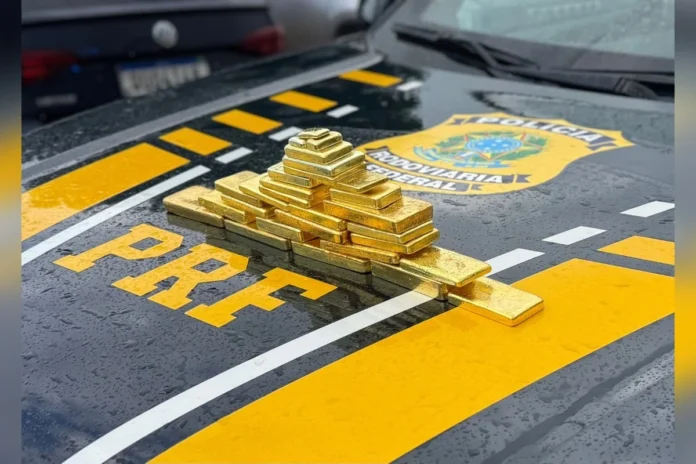 A PRF apreendeu 51,75 kg de ouro ilegal no primeiro semestre, alta de 830% em relação ao ano anterior. Pará e Roraima lideram as apreensões em nova rota do garimpo ilegal
