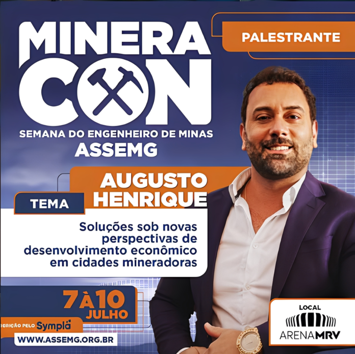 A Mineracon 2026 acontece entre os dias 8 e 10 de julho, em Belo Horizonte, reunindo especialistas, empresas e autoridades. O prefeito de Rio Piracicaba participou da programação com palestra sobre desenvolvimento econômico em cidades mineradoras