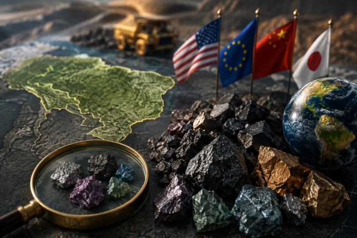 42% dos 2.727 requerimentos de terras raras no Brasil estão ligados a empresas estrangeiras, ampliando a disputa internacional pelos minerais estratégicos