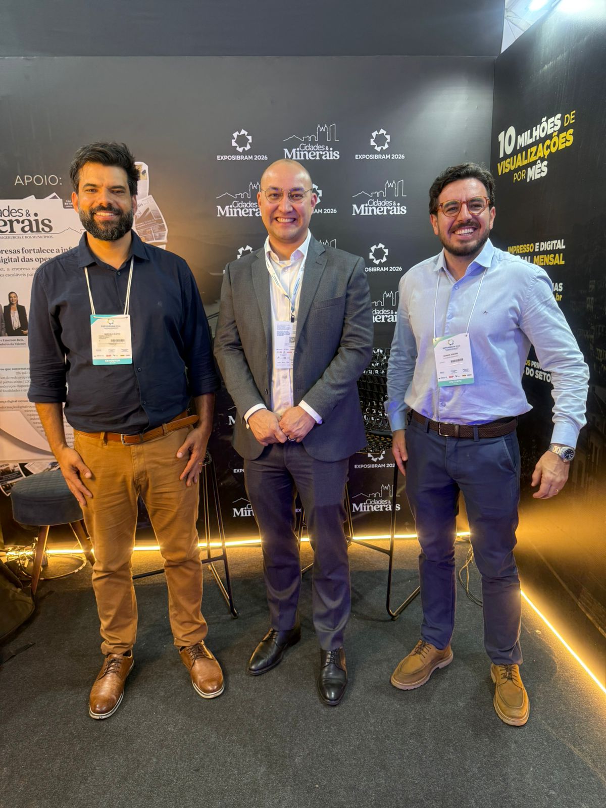 Marcelo Eleto, Diretor do Cidades & Minerais, Junior Américo, da Ecolabore, e Murilo Nagato, da Aclara
