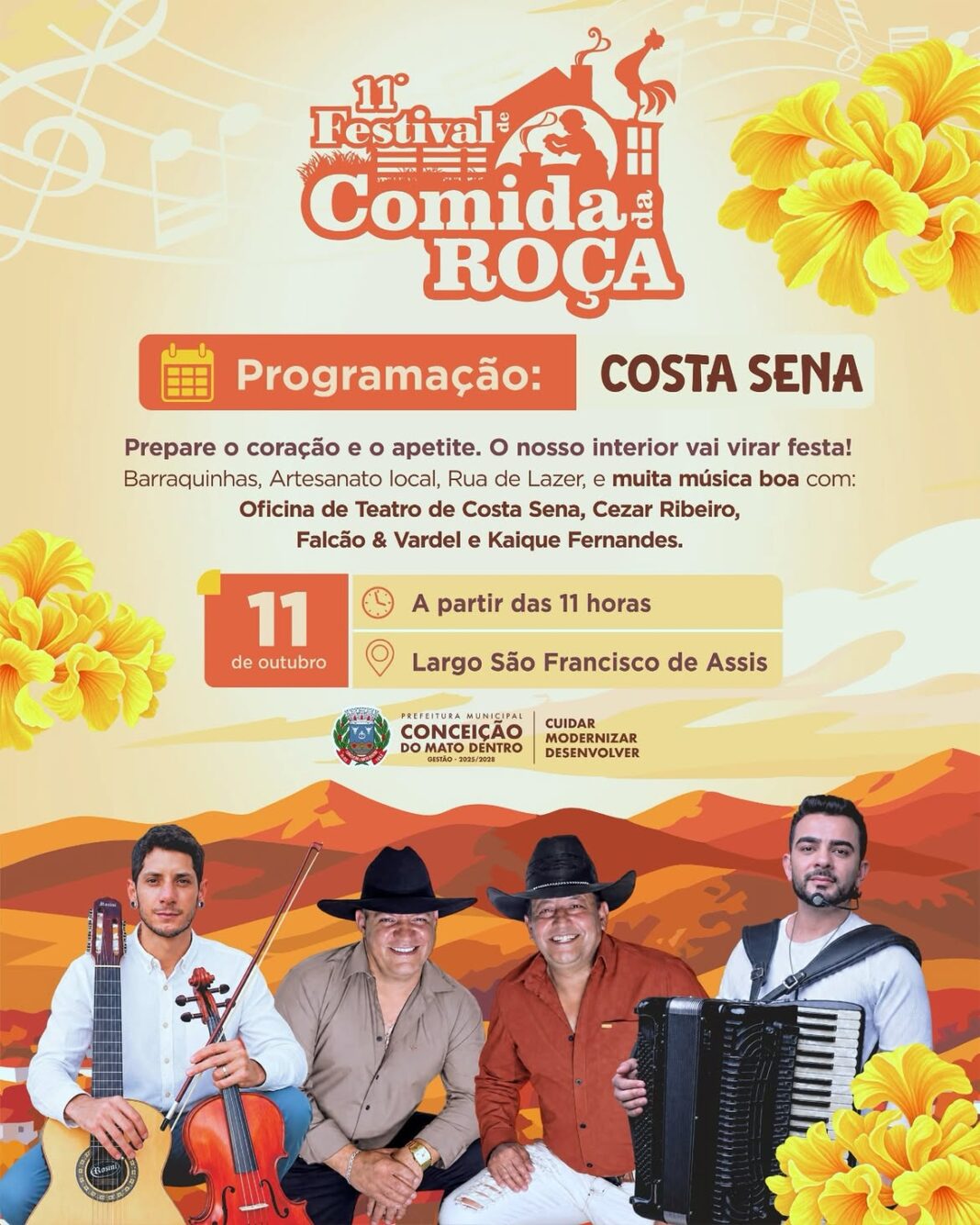 Evento acontece no dia 11 de outubro, a partir das 11h, e promete reunir moradores e visitantes em uma celebração da culinária e das tradições do interior