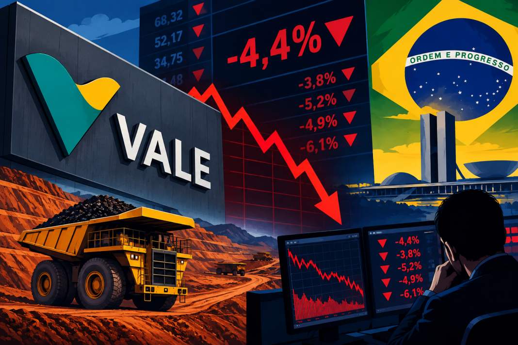 ADRs da Vale recuaram 4,4% em Nova York após a reeleição de Lula, em meio à forte pressão sobre ativos brasileiros no mercado internacional