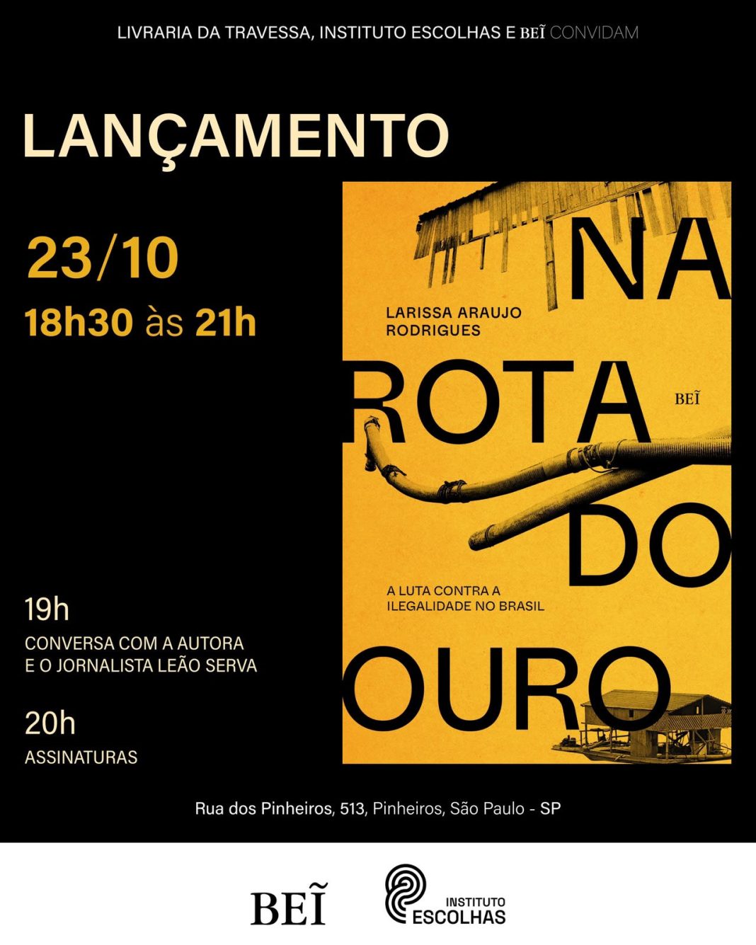 WhatsApp Image 2026-10-19 at 15.06.22 Em Na rota do ouro, a pesquisadora Larissa Araújo Rodrigues reconstitui a mobilização que levou o país a endurecer o combate ao garimpo ilegal; lançamento será em 23 de outubro, na Livraria da Travessa de Pinheiros em São Paulo